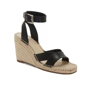 NEW Vince Camuto MEEHAN WEDGE SANDAL Black 9